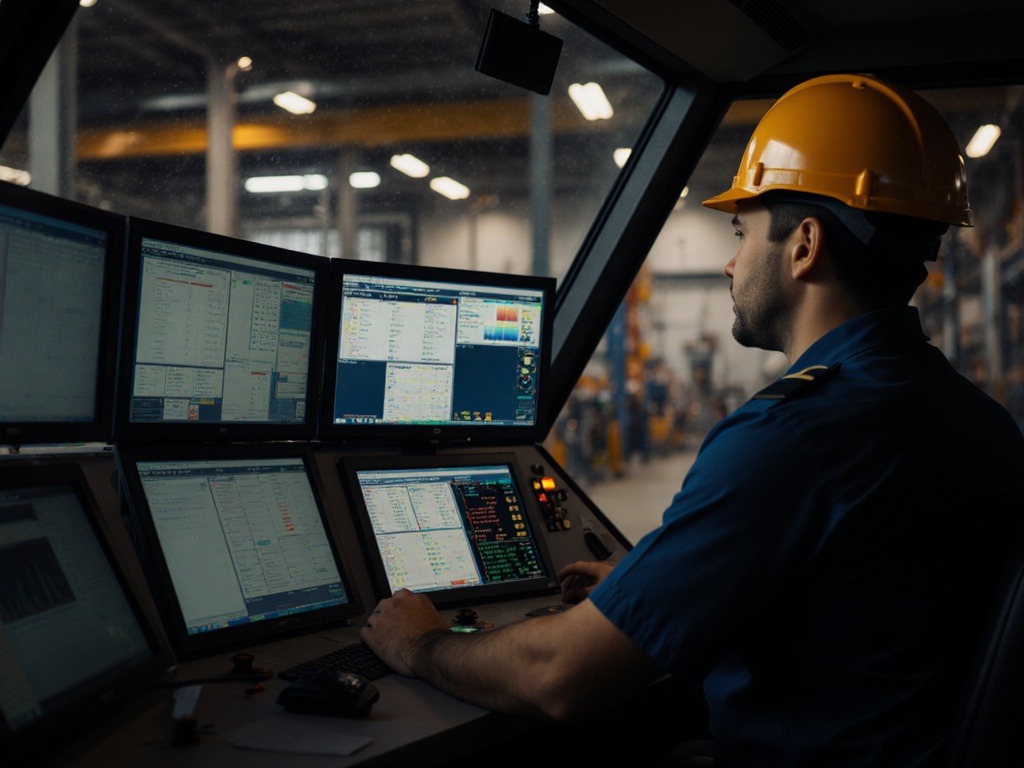 Sala controllo industriale con software MES e SCADA su misura